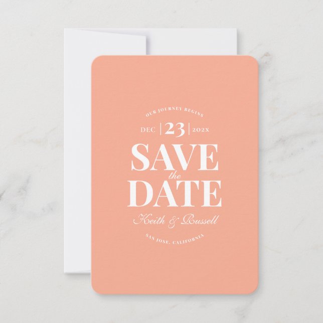 Minimal Save the Date Peach Wedding Website Invitation (Front)