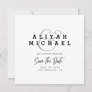Minimal Save The Date QR Code Black White Wedding Invitation