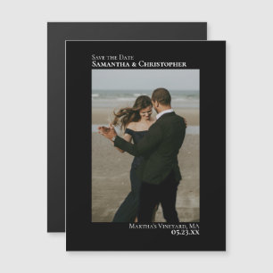 Minimal Save the Date Vertical Photo Black Magnet