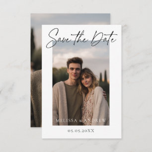 Minimal Save the Date With Scripted lettering