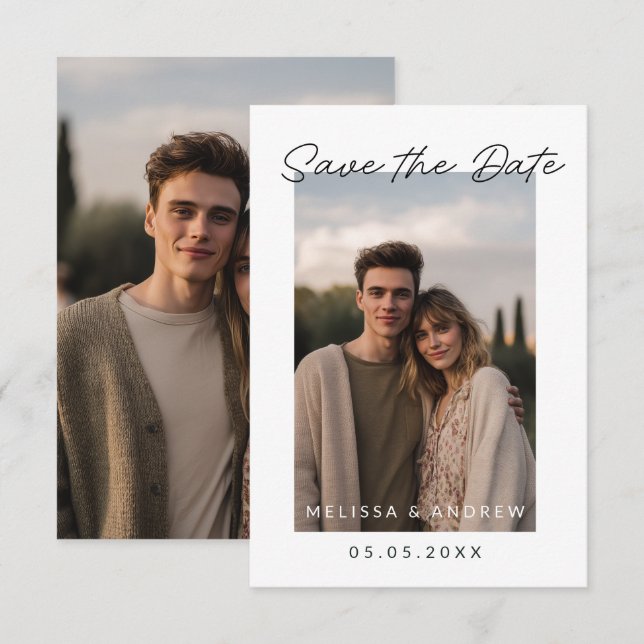 Minimal Save the Date With Scripted lettering (Front/Back)