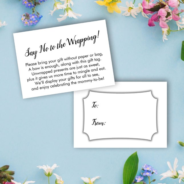 Minimal Say No to Wrapping Baby Shower Gift Card (Creator Uploaded)