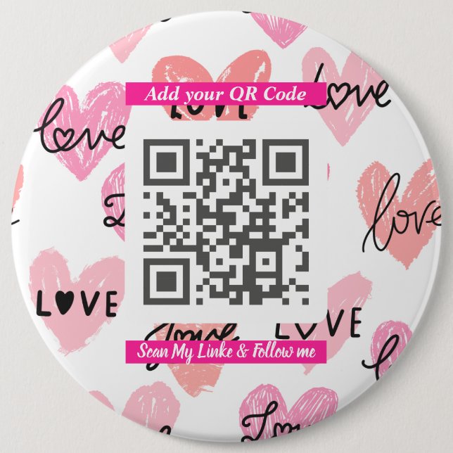 Minimal “Scan Me” QR Code, Simple Accessory  6 Cm Round Badge (Front)