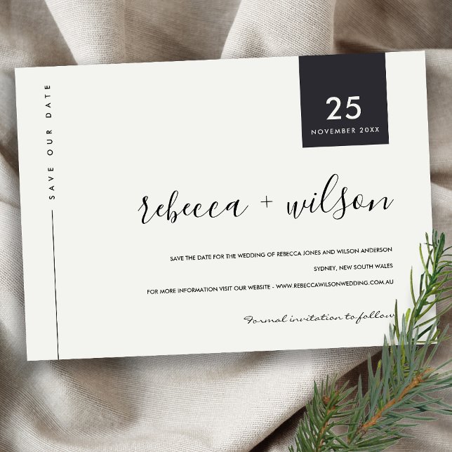 MINIMAL SCANDI MODREN BLACK AND WHITE TYPOGRAPHY SAVE THE DATE (Creator Uploaded)