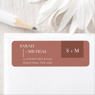 MINIMAL SCANDI TERRACOTTA RUST MONOGRAM ADDRESS