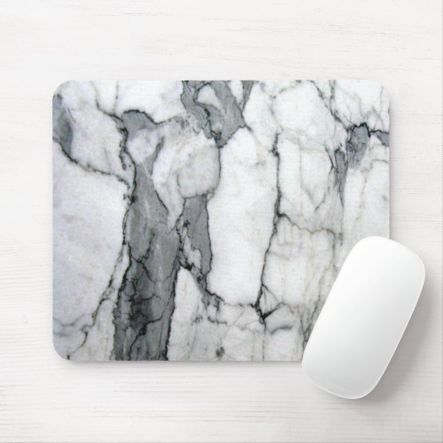 minimal scandinavian modern chic grey white marble mouse pad (With Mouse)