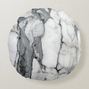 minimal scandinavian modern chic grey white marble round cushion