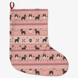 Minimal Scandinavian Pink Dog Christmas Stocking