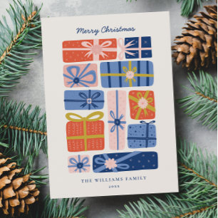 Minimal Scandinavian with Colourful Gifts Non-Phot Holiday Card