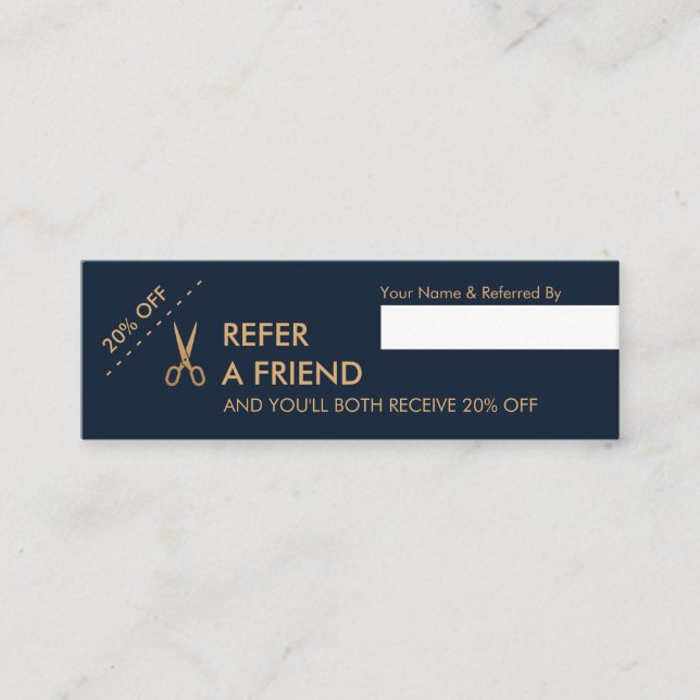 Minimal Scissors Hair Stylist Mini Referral Card (Front)