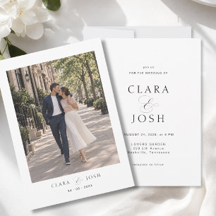 Minimal Script Ampersand 1 Photo Wedding Invitation