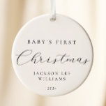 Minimal Script Baby First Christmas Ornament<br><div class="desc">Celebrate your baby's first Christmas with this elegant and timeless ornament, personalised with your baby's name and birth stats. Featuring a simple, classic design this keepsake will hold cherished memories for years to come. Perfect as a gift for new parents or to add a special touch to your own tree,...</div>