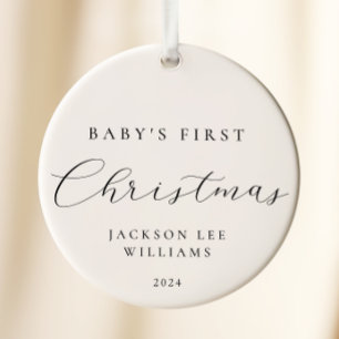 Minimal Script Baby First Christmas Ornament