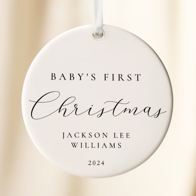 Minimal Script Baby First Christmas Ornament (Creator Uploaded)