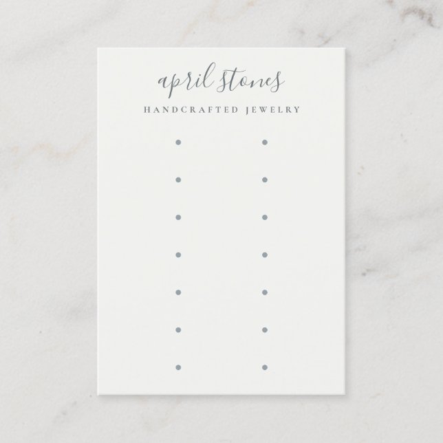 Minimal Script Black Grey White 7 Earring Display Business Card (Front)