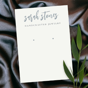 Minimal Script Black Grey White Earring Display Business Card