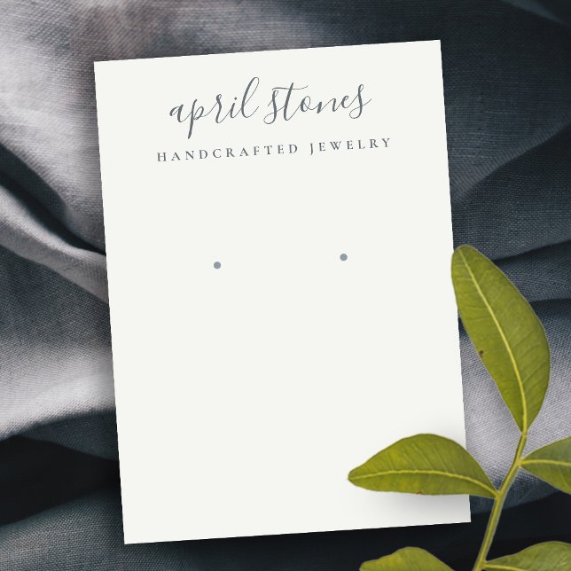 Minimal Script Black Grey White Earring Display Business Card (Creator Uploaded)