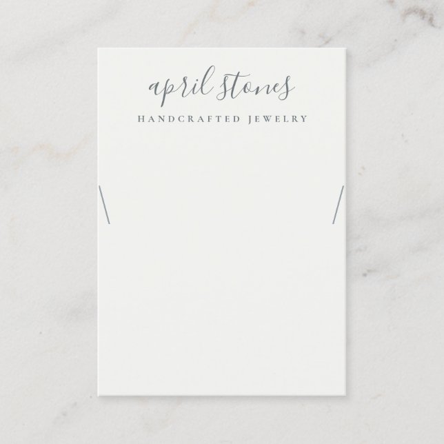 Minimal Script Black Grey White Necklace Display Business Card (Front)