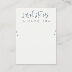 Minimal Script Black Grey White Necklace Display Business Card