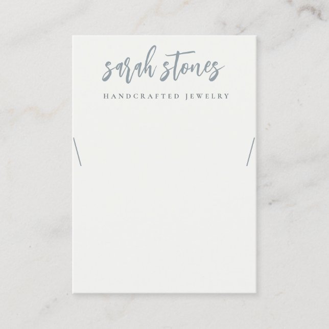 Minimal Script Black Grey White Necklace Display Business Card (Front)