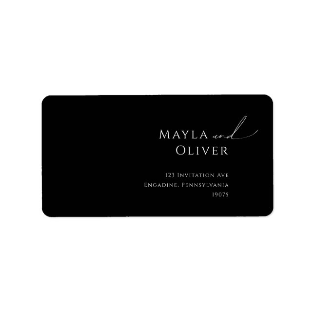 Minimal Script Black Wedding RSVP Return Address Label (Front)