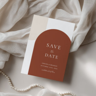 Minimal Script Boho Rustic Terracotta Arch Wedding Save The Date