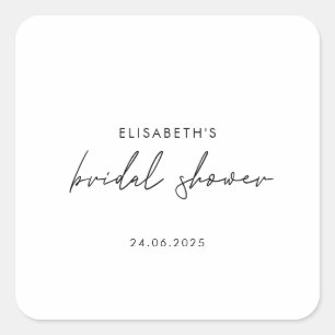 Minimal Script Bridal Shower Invite Square Sticker