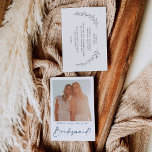 Minimal Script Bridesmaid Proposal Card with Photo<br><div class="desc">Pop the question with this lovely card! Easily add your own square photo,  edit the name on the front,  and add a personal message on the back - then add to cart!</div>