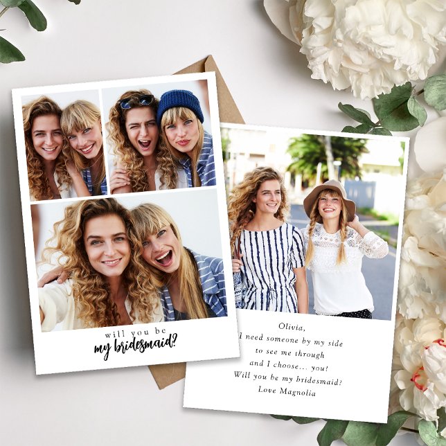 Minimal Script Bridesmaid Proposal Card with Photo (Creator Uploaded)