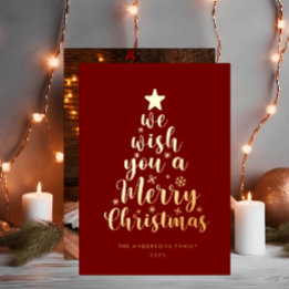 Minimal Script Burgundy Red Merry Christmas