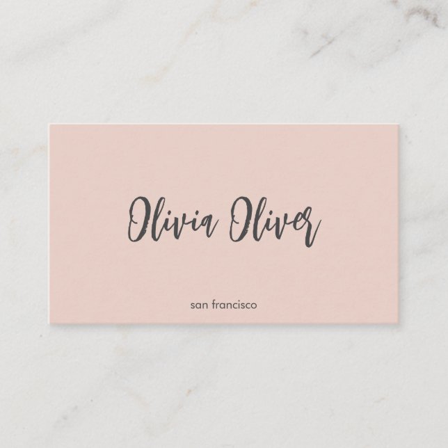 Minimal Script Calligraphy Blush Pink Chic Modern Business Card (Front)