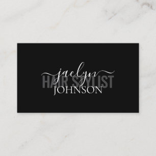 Minimal Script Calligraphy White Gray Black Custom Business Card