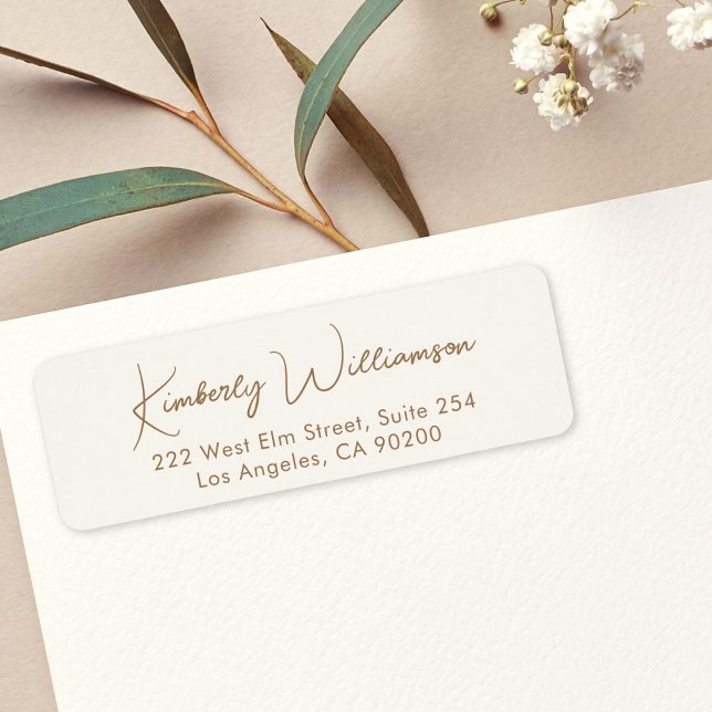 Minimal Script Cream Gold Return Address (Creator Uploaded)