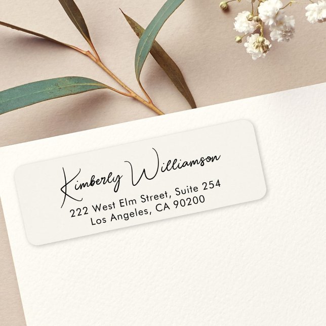 Minimal Script Cream Return Address (Creator Uploaded)