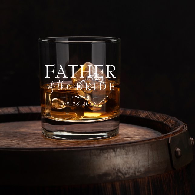Minimal Script Custom Wedding Father Of The Bride Whiskey Glass (Creator Uploaded)
