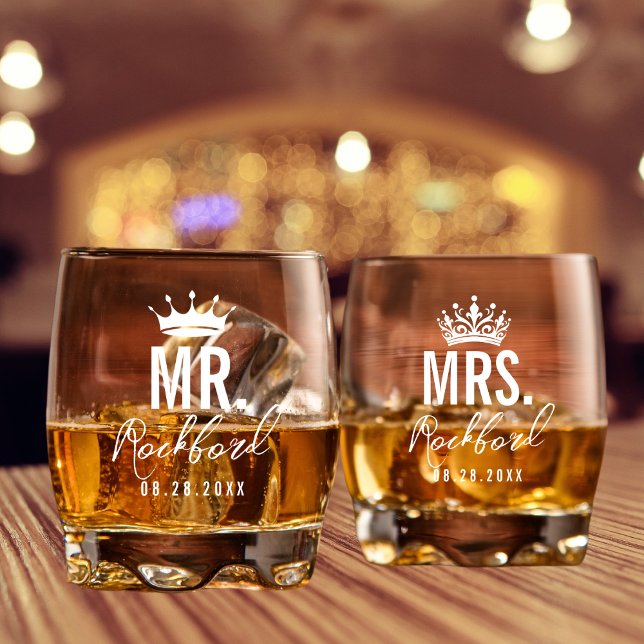 Minimal Script Custom Wedding Set of 2 Whiskey Glass (Creator Uploaded)