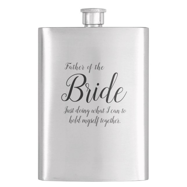 Minimal Script FATHER OF THE BRIDE Hip Flask (Front)