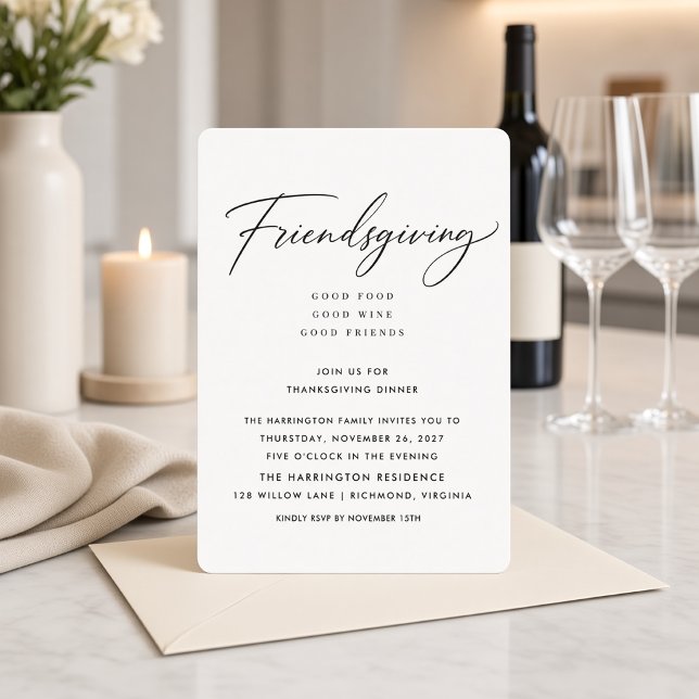 Minimal Script Friendsgiving Dinner Invitation (Creator Uploaded)