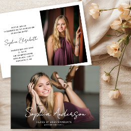 Minimal Script Grad Name Graduation Party Invitation