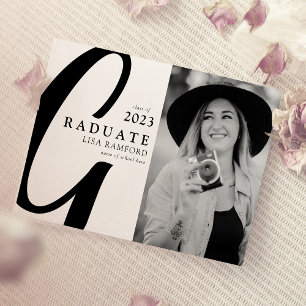 Minimal Script Graduate Photo Graduation Announcement