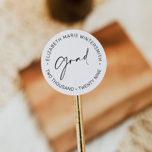 Minimal Script Graduation Invitation Sticker Label