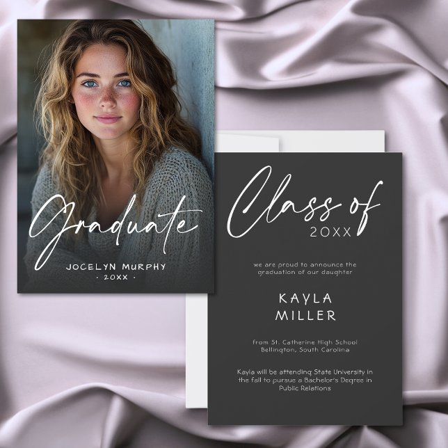 Minimal Script Graduation Photo Announcement (Minimal Script Graduation Photo Announcement)