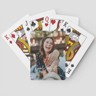 Minimal Script "Happily Ever After" Couple Photo Playing Cards