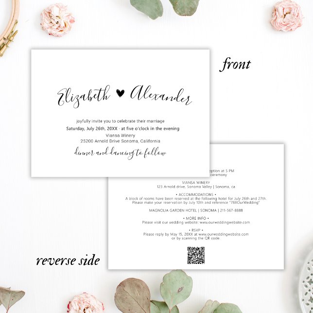 Minimal Script Heart All in One QR Code Wedding Invitation (Creator Uploaded)