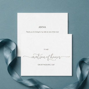 Minimal Script Matron of Honour Thank You Card
