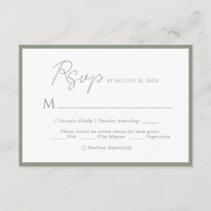 Minimal Script Menu Choice Sage Green Wedding Rsvp