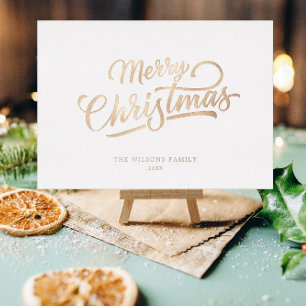 Minimal Script Merry Christmas Gold Foil
