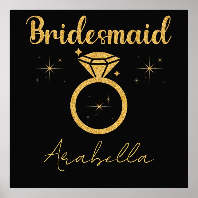 Minimal Script Modern Bridesmaid  Foil Prints (Front)