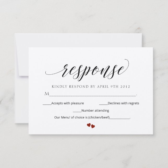Minimal Script Modern RSVP Wedding Response Card (Front)