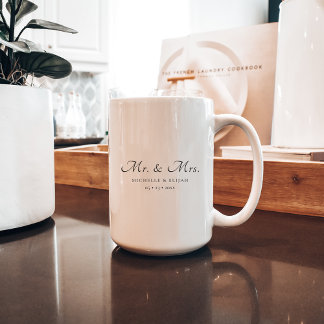 Minimal Script Mr and Mrs Couple Mug Gift
